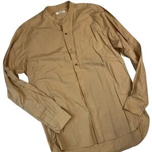 Shuttle Notes (Japan) NEW Men's Tan Collarless Button Up Shirt Size Large
